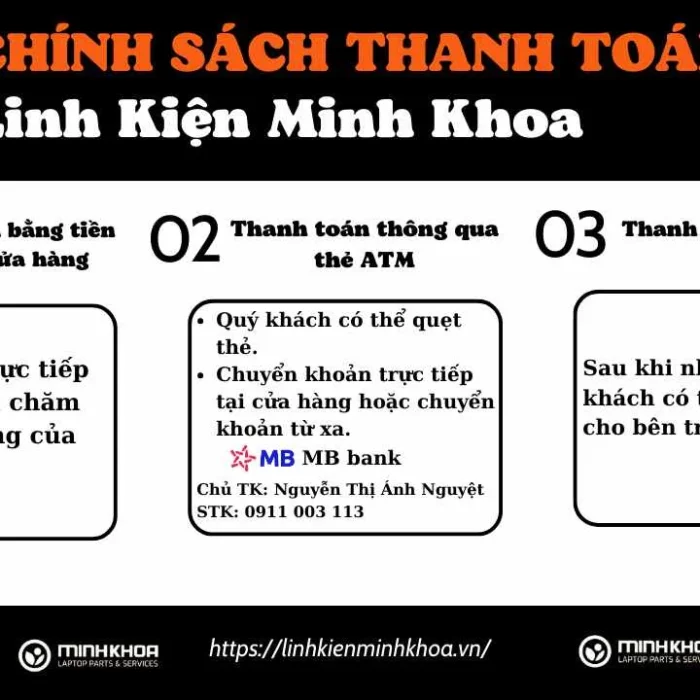 CHÍNH SÁCH THANH TOÁN CỦA LINH KIỆN MINH KHOA CHÍNH SÁCH THANH TOÁN CỦA LINH KIỆN MINH KHOA