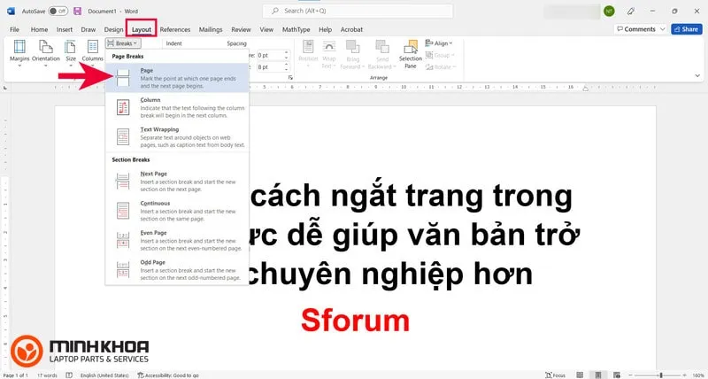 Cách tách trang trong word (14)