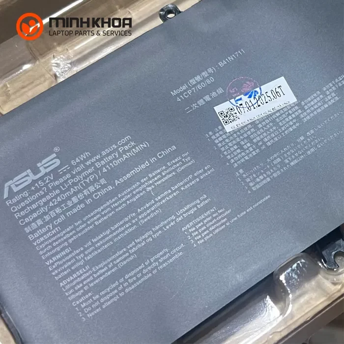 Pin zin laptop Asus FX503 B41N1711 cáp dài, GL503, GL703, FX63VD 64wh Pin Zin Laptop Asus Fx503 B41n1711 Cáp Dài, Gl503, Gl703, Fx63vd 64wh