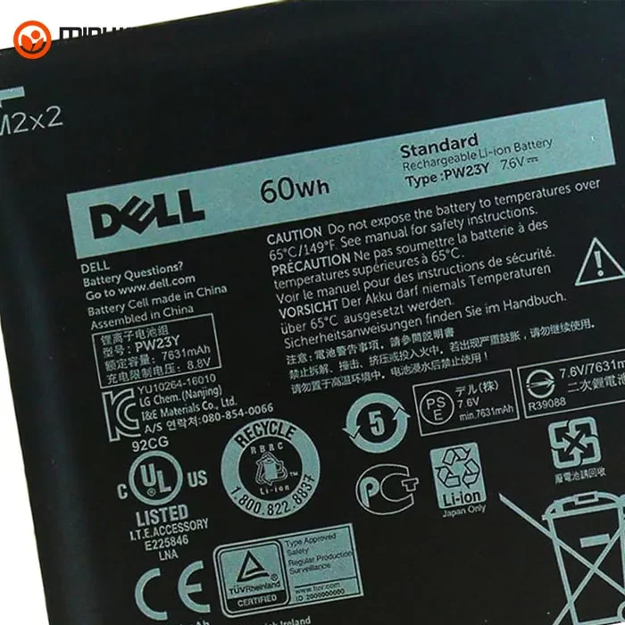 Pin ZIN laptop Dell XPS 13 9360 60Wh PW23Y (3) Pin Zin Laptop Dell Xps 13 9360 60wh Pw23y (3)