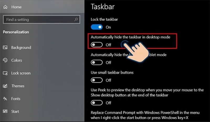 Cách Tắt Thanh Taskbar (1)