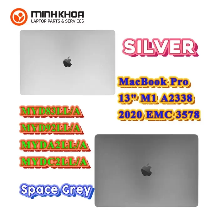 Cụm Màn Hình 13.3 Inch Macbook Pro M1 13 2020 A2338 Xám Bạc
