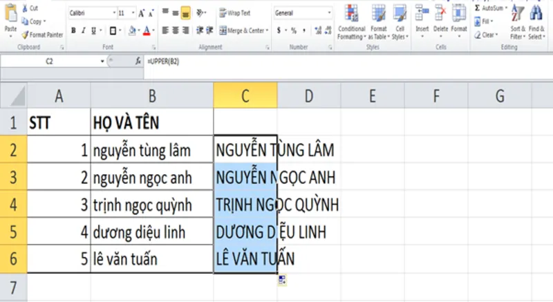 Chuyển Chữ Thường Thành Chữ Hoa Trong Excel (4)