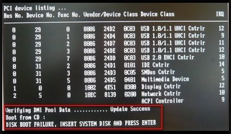 Lỗi Disk Boot Failure (7)