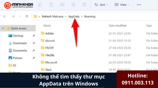 Không Thể Tìm Thấy Thư Mục Appdata Trên Windows (1)