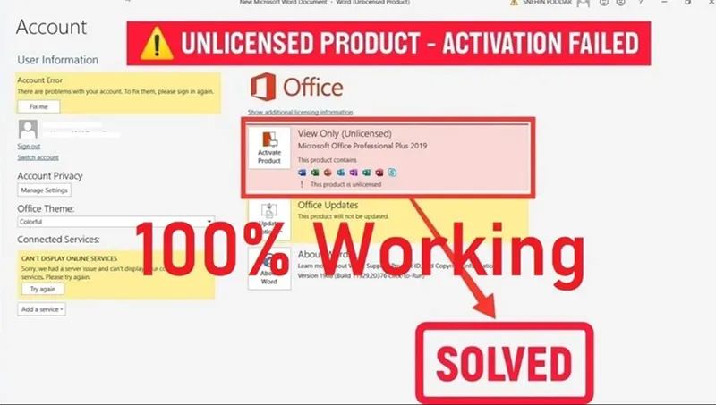 Sửa Lỗi Unlicensed Product Microsoft Office 2019 (7)