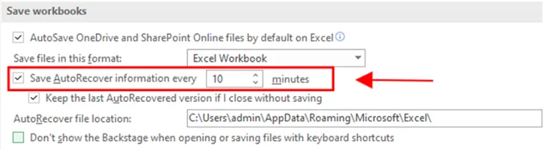 Auto Save trong Excel – Cách cài đặt chế độ Auto Save