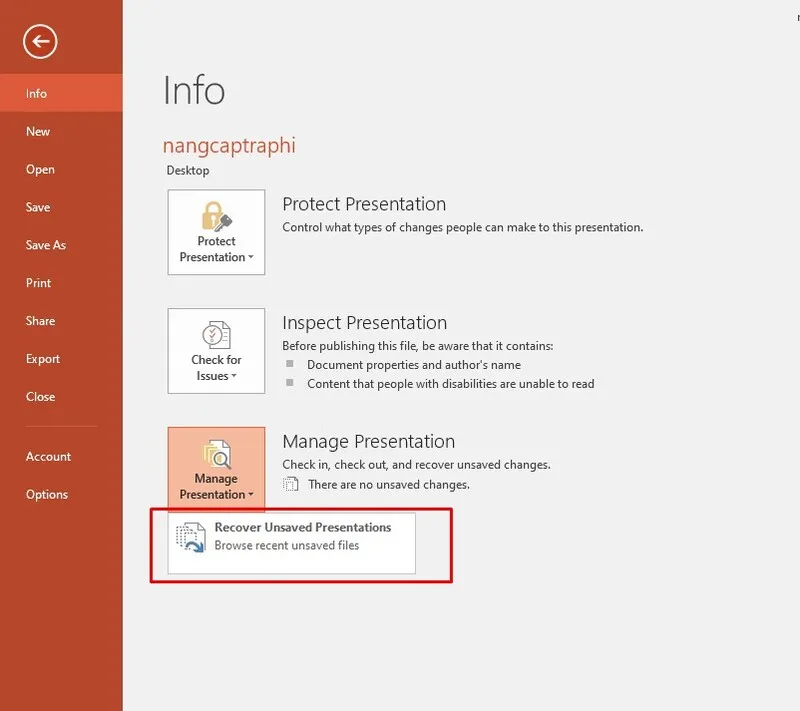 Cách Khôi Phục File Powerpoint Chưa Save (4)