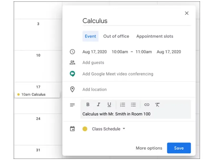 Cách Sắp Xếp Cho Học Kỳ Với Lịch Google (2)