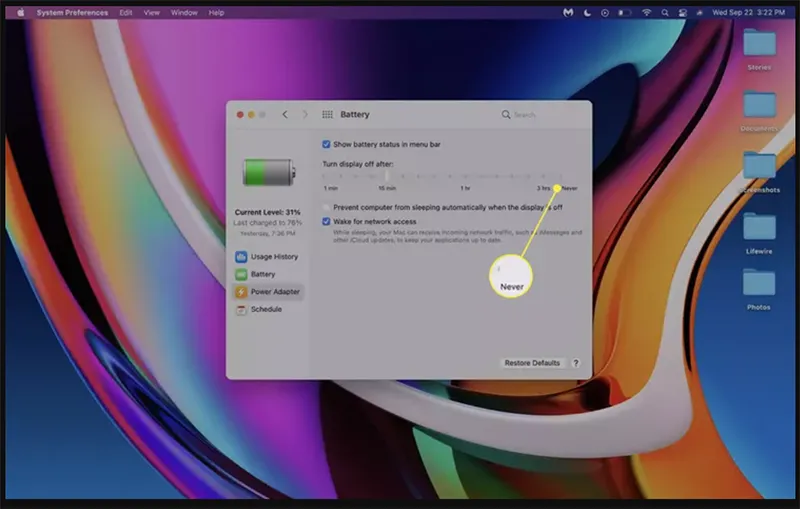 Cách để Macbook Không Tắt Màn Hình (5)
