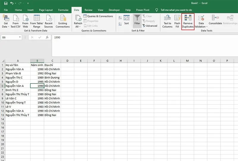 Hàm Lọc Trùng Trong Excel (10)