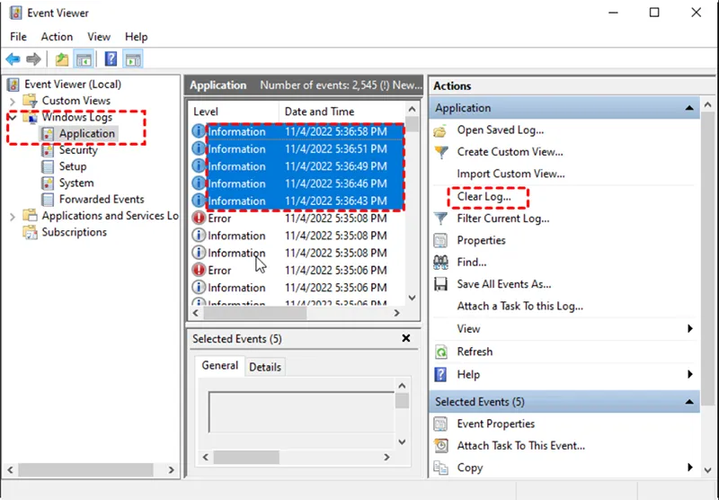 Xóa Tệp Nhật Ký Hệ Thống Trong Windows 11 (8)