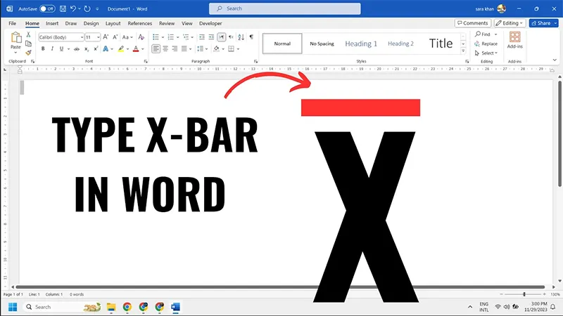 Cách Viết X Ngang Trong Word (2)